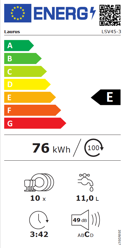 Laurus LSV45-3 Energielabel