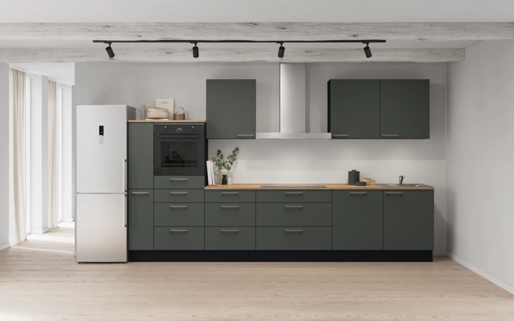 Nobilia Küchen-Zeile 360 cm mit E-Geräten Planung 15 Mineralgrün matt Easytouch Nobilia Küchen-Zeile 360 cm mit E-Geräten Planung 15 Mineralgrün matt Easytouch