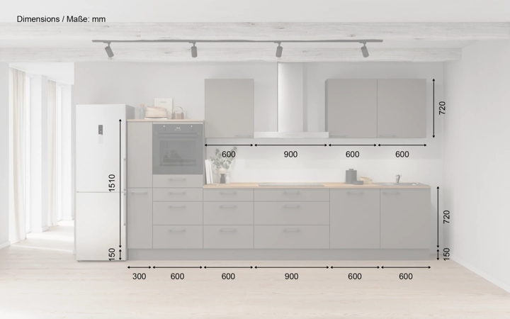 Nobilia SPA Cuisine linéare 360 cm électroménagers inclus planning 15 5