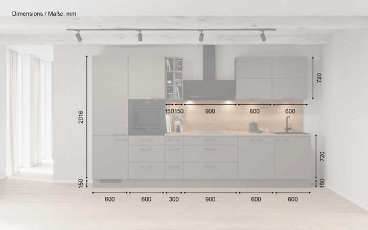 Nobilia SPA Cuisine linéare 360 cm électroménagers inclus planning 3 5